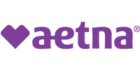 Aetna insurance logo featuring purple heart symbol and company name text.