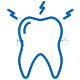Blue tooth icon with lightning bolts indicating pain or sensitivity for dental care website.